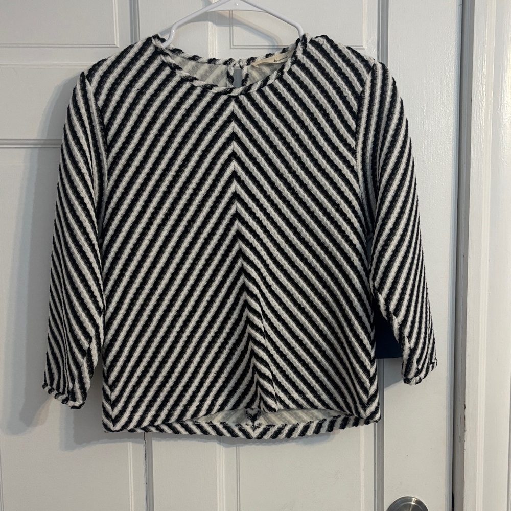 Black and White Diagonal Stripe Boxy Top
